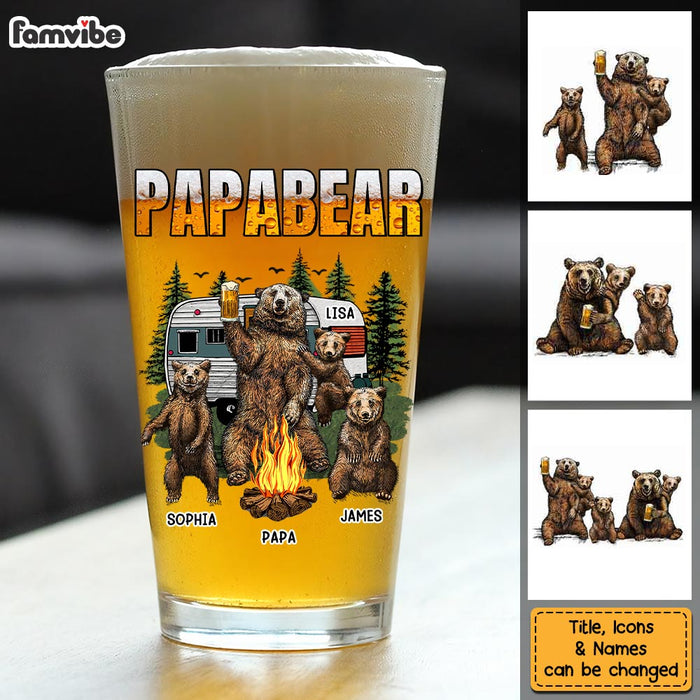 Personalized Gift For Grandpa Papabear Beer Glass 33555 1