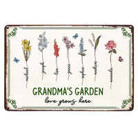 Personalized For Grandma Mom Grandma‘s Garden Love Grows Here Beautiful Birth Month Flower Gift Metal Sign 33567 thumb 1