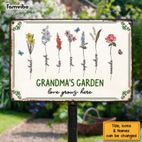 Personalized For Grandma Mom Grandma‘s Garden Love Grows Here Beautiful Birth Month Flower Gift Metal Sign 33567 thumb 1
