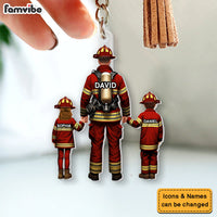 Personalized For Dad Firefighter Dad And Kids Acrylic Keychain 33568 thumb 1