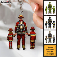 Personalized For Dad Firefighter Dad And Kids Acrylic Keychain 33568 thumb 1