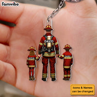 Personalized For Dad Firefighter Dad And Kids Acrylic Keychain 33568 thumb 1