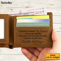 Personalized For Husband Congrats On Being My Husband You Lucky Bastard Leather Wallet 33593 thumb 1
