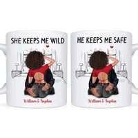 Personalized Gift For Couple She Keeps Me Wild Couple White Mug 33610 thumb 1