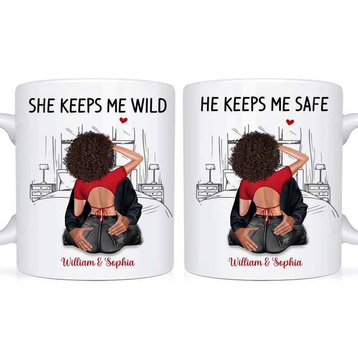 Personalized Gift For Couple She Keeps Me Wild Couple White Mug 33610 1
