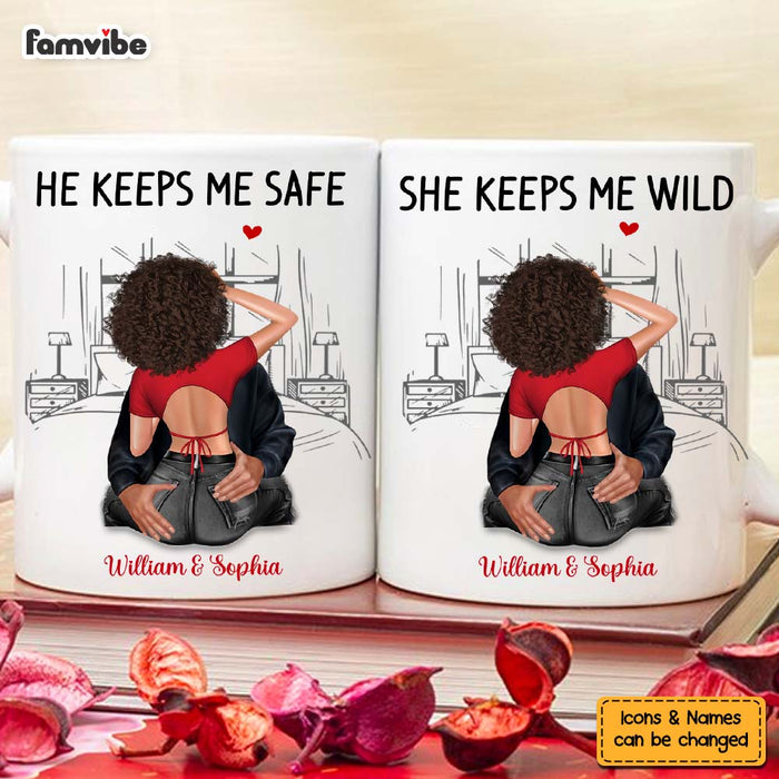 Personalized Gift For Couple She Keeps Me Wild Couple White Mug 33610 1