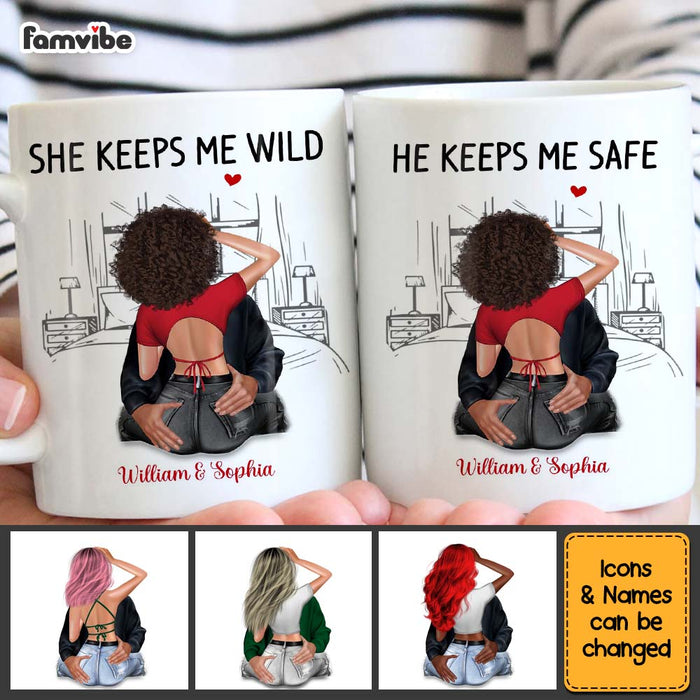 Personalized Gift For Couple She Keeps Me Wild Couple White Mug 33610 1
