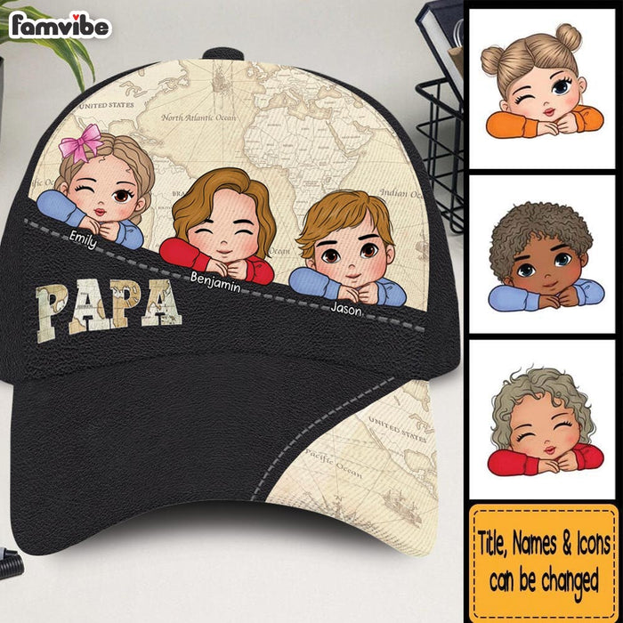Personalized Gift For Grandpa Map Pattern Cap 33616 1