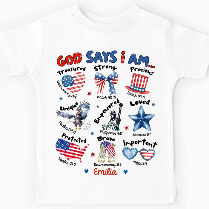 Personalized Gift for Granddaughter Independence Day God Says Kid T Shirt - Kid Hoodie - Kid Sweatshirt 33639 1