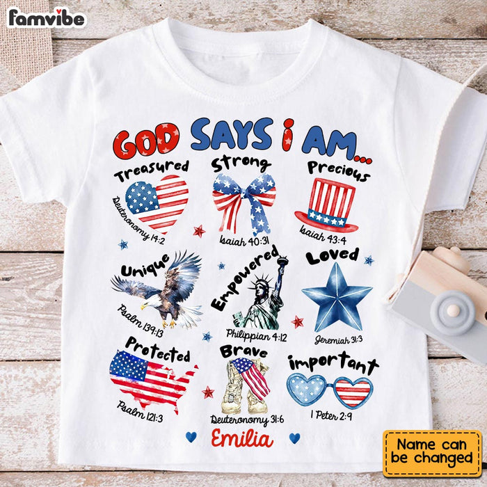 Personalized Gift for Granddaughter Independence Day God Says Kid T Shirt - Kid Hoodie - Kid Sweatshirt 33639 1