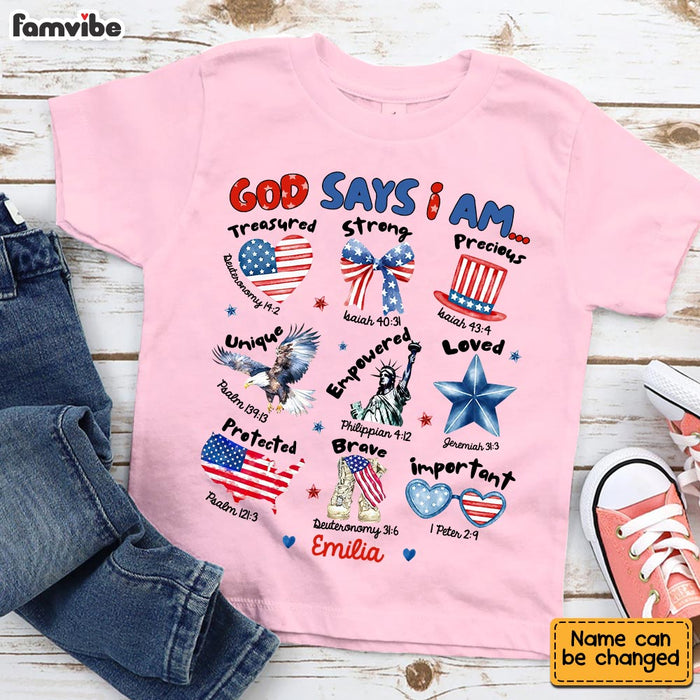 Personalized Gift for Granddaughter Independence Day God Says Kid T Shirt - Kid Hoodie - Kid Sweatshirt 33639 1