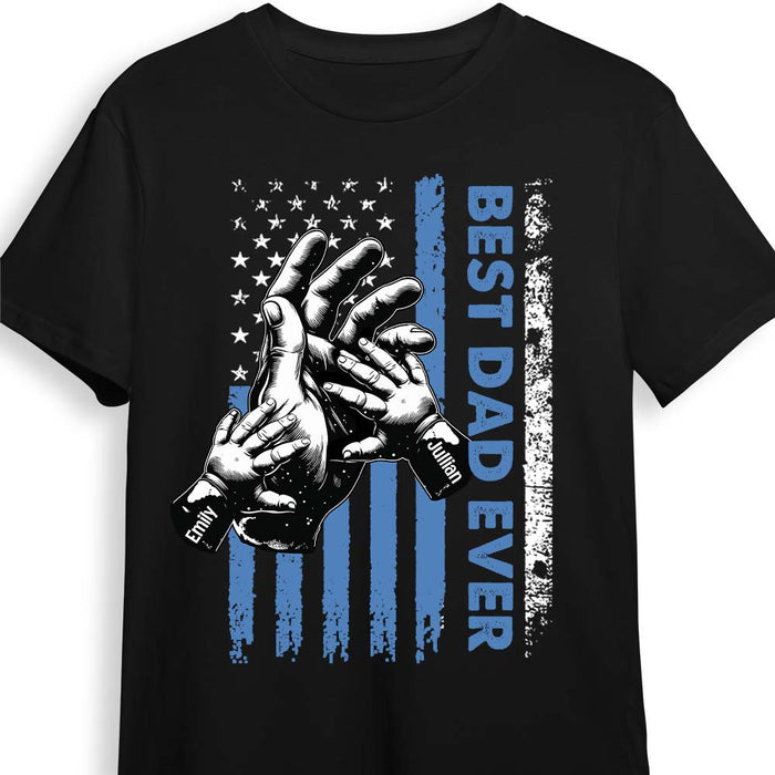 Personalized Gift For Dad US Flag Hand Raising Shirt - Hoodie - Sweatshirt 33675 1