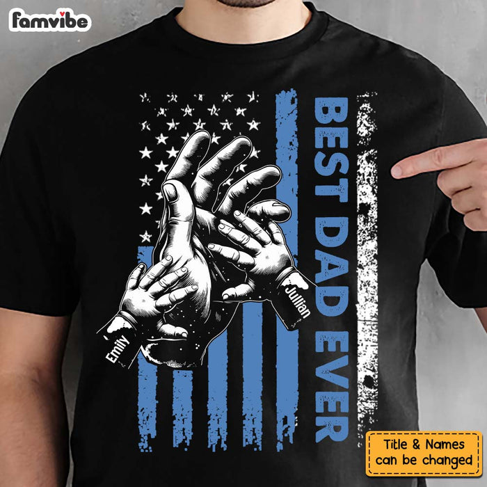 Personalized Gift For Dad US Flag Hand Raising Shirt - Hoodie - Sweatshirt 33675 1