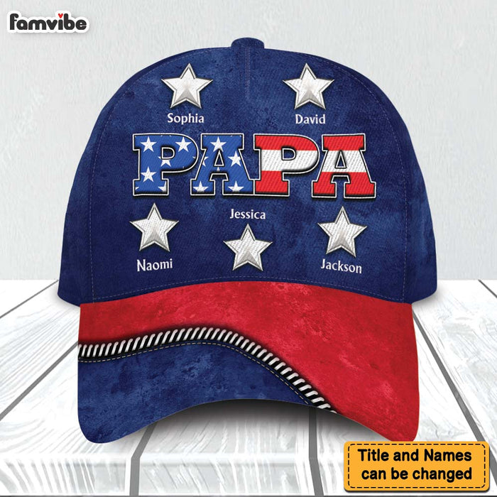 Personalized Gift for Grandpa Papa USA flag Cap 33698 1