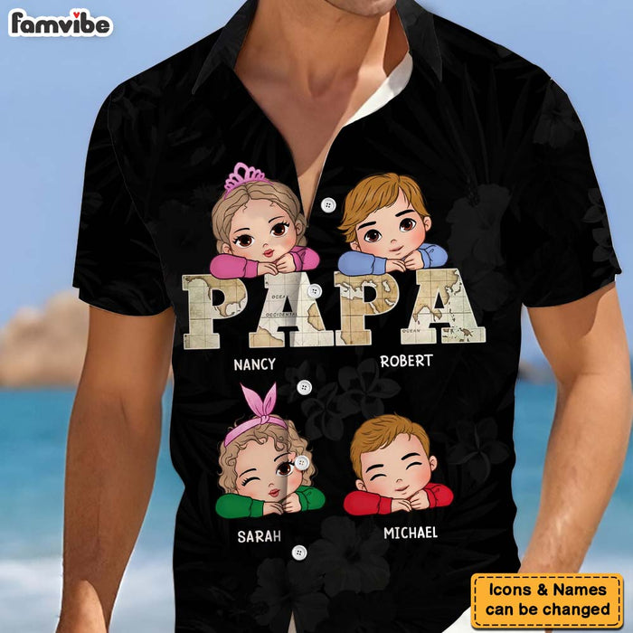Personalized Gift For Papa and Dad Vintage Map Hawaiian Shirt 33723 1