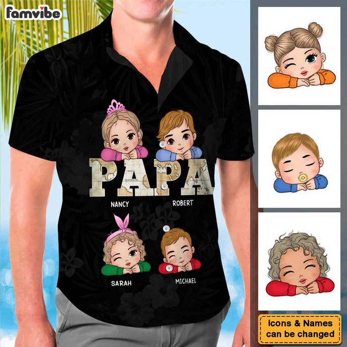 Personalized Gift For Papa and Dad Vintage Map Hawaiian Shirt 33723 1