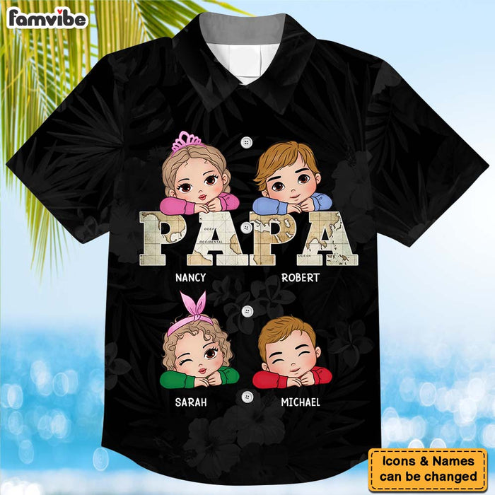 Personalized Gift For Papa and Dad Vintage Map Hawaiian Shirt 33723 1