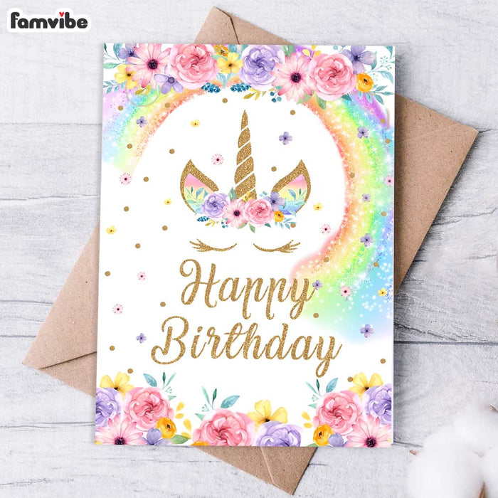 Rainbow Unicorn Birthday Card 1