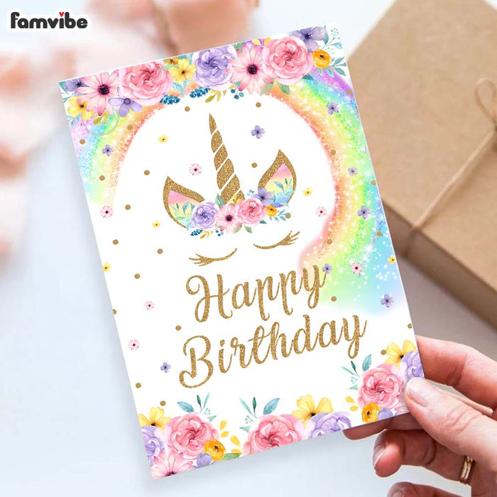 Rainbow Unicorn Birthday Card 1