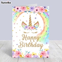 Rainbow Unicorn Birthday Card thumb 1
