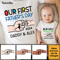 Personalized Gift For First Father's Day White Onesie and T-Shirt Set 33732 thumb 1