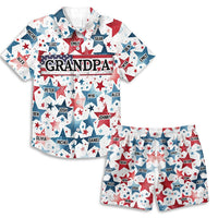 Personalized Gift For Grandpa USA Stars Grandkid Name Hawaiian Set 33735 thumb 1