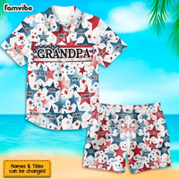 Personalized Gift For Grandpa USA Stars Grandkid Name Hawaiian Set 33735 thumb 1