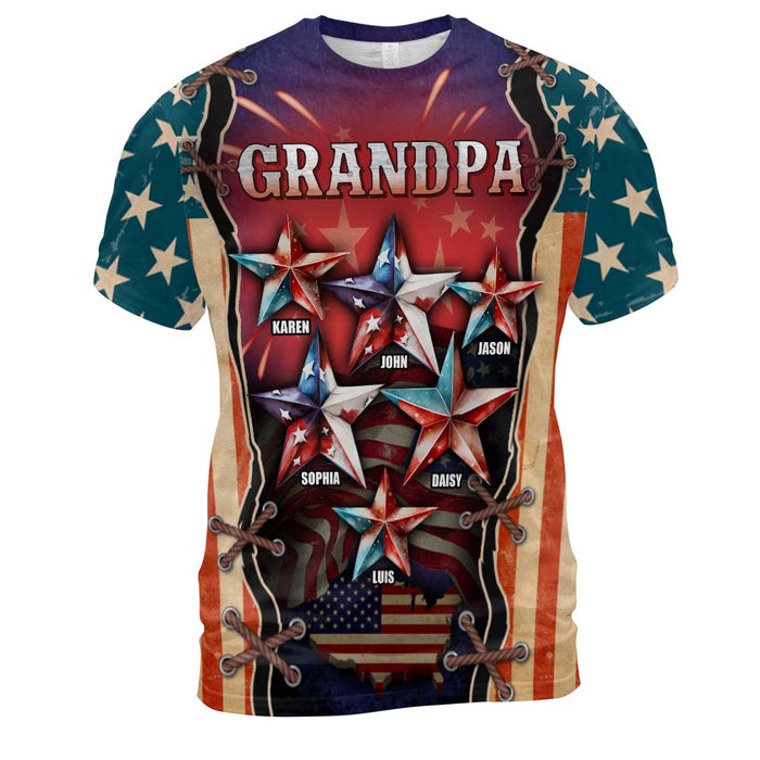 Personalized Gift For Grandpa Papa Independence Day All-over Print T Shirt - Hoodie - Sweatshirt 33736 1