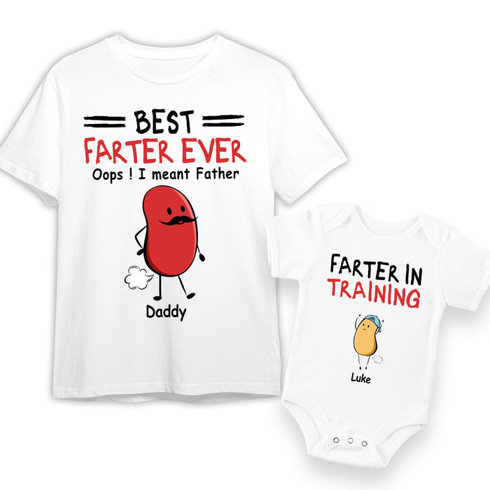 Personalized First Father's Day Farter White Onesie and T-Shirt Set 33742 1