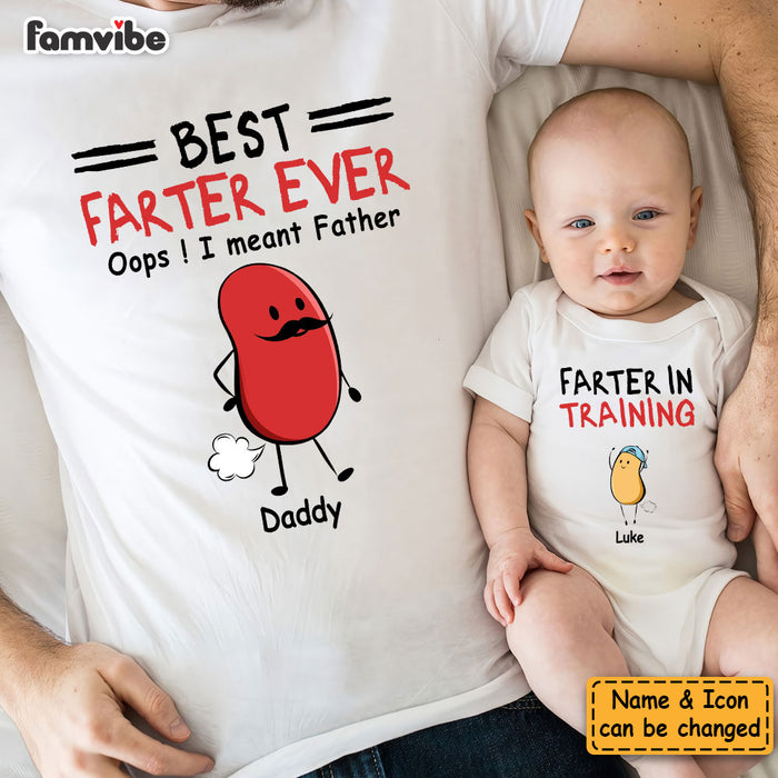 Personalized First Father's Day Farter White Onesie and T-Shirt Set 33742 1
