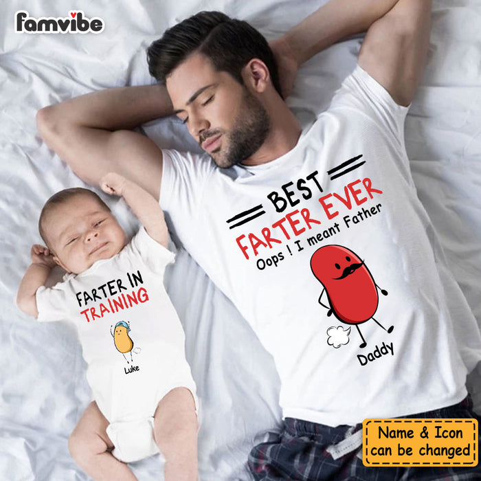 Personalized First Father's Day Farter White Onesie and T-Shirt Set 33742 1
