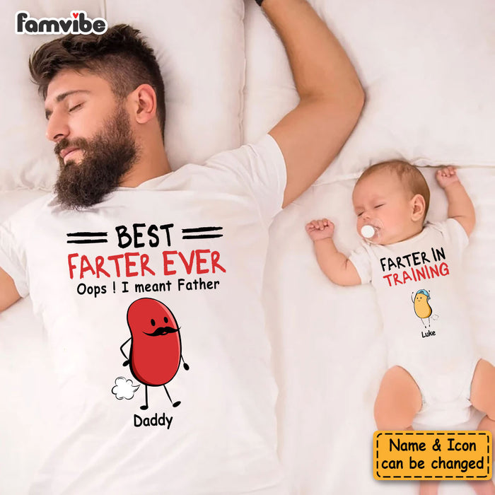 Personalized First Father's Day Farter White Onesie and T-Shirt Set 33742 1