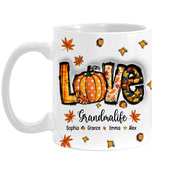 Personalized Gift For Grandma Love Fall Inflated Print Mug 33743 1