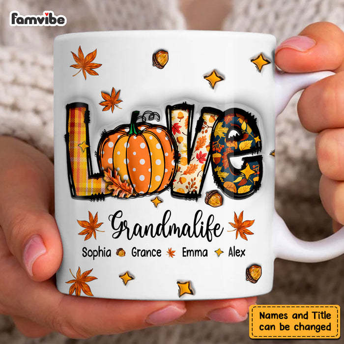Personalized Gift For Grandma Love Fall Inflated Print Mug 33743 1