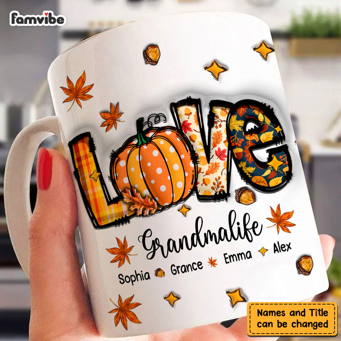 Personalized Gift For Grandma Love Fall Inflated Print Mug 33743 1