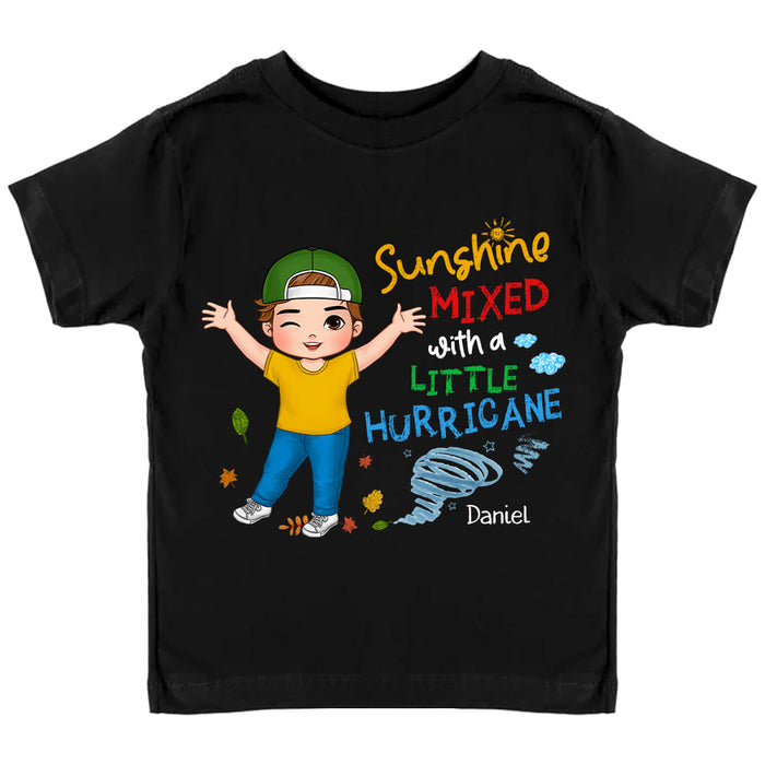 Personalized Sunshine Mixed With A Little Hurricane Grandson Kid T Shirt - Kid Hoodie - Kid Sweatshirt 33746 1