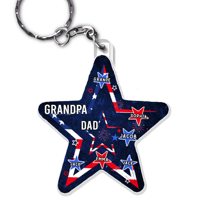 Personalized For Grandpa Dad  Stars Stripes Acrylic Keychain 33747 1