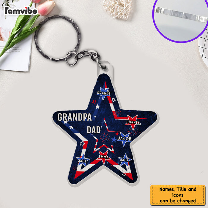 Personalized For Grandpa Dad  Stars Stripes Acrylic Keychain 33747 1