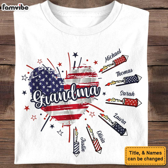 Personalized Gift for Grandma Fireworks Heart Shirt - Hoodie - Sweatshirt 33752 1