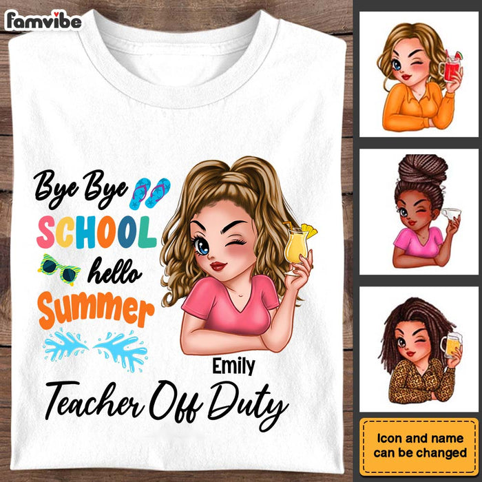 Personalized For Teacher Bye Bye School Hello Summer Shirt - Hoodie - Sweatshirt 33755 1