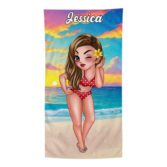 Personalized Gift For Friends Tropical Sunset Beach Towel 33758 1