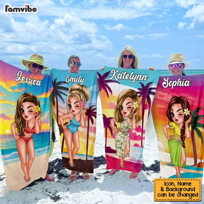 Personalized Gift For Friends Tropical Sunset Beach Towel 33758 1