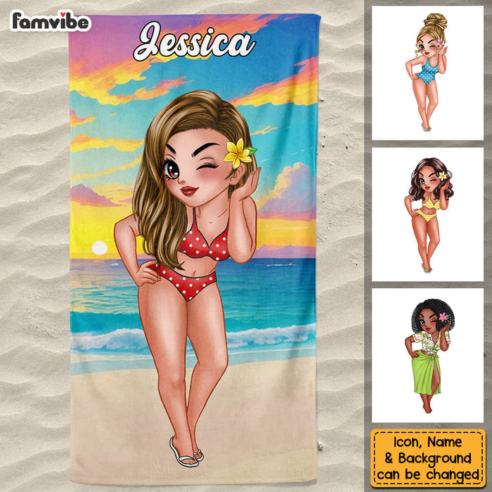 Personalized Gift For Friends Tropical Sunset Beach Towel 33758 1
