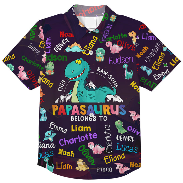 Personalized Gift For Grandpa Dad Papasaurus Hawaiian Shirt 33770 1
