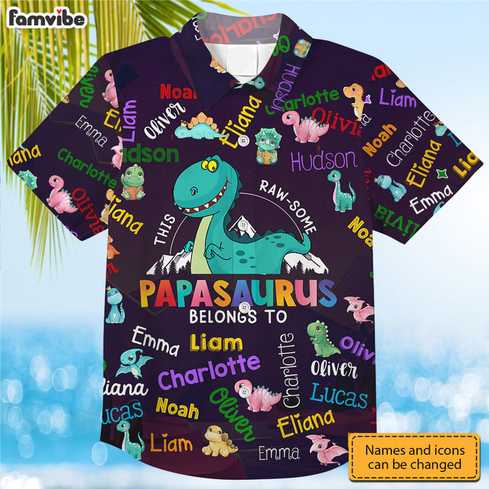 Personalized Gift For Grandpa Dad Papasaurus Hawaiian Shirt 33770 1
