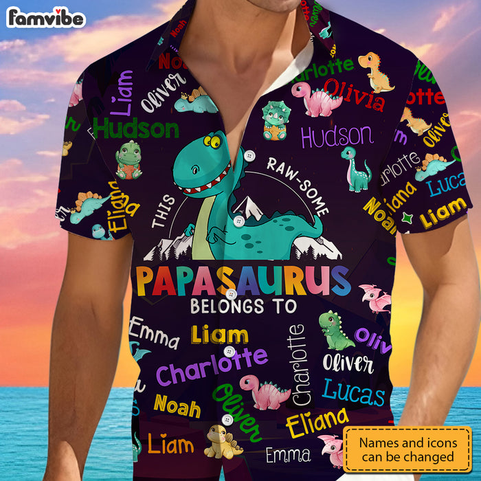 Personalized Gift For Grandpa Dad Papasaurus Hawaiian Shirt 33770 1