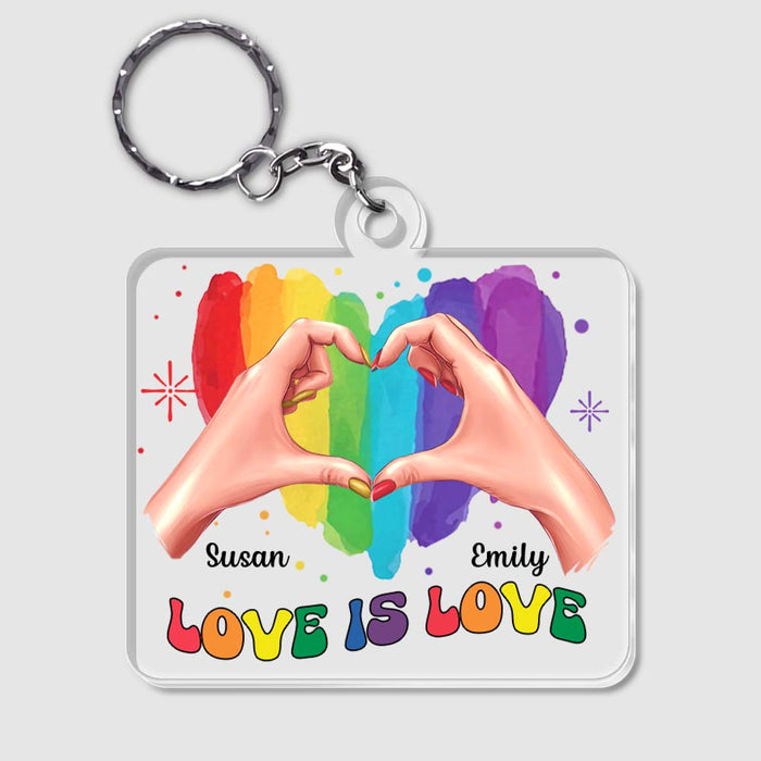 Personalized Gift For Couple Love Is Love Acrylic Keychain 33793 1