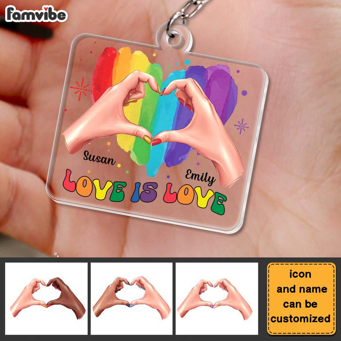 Personalized Gift For Couple Love Is Love Acrylic Keychain 33793 1