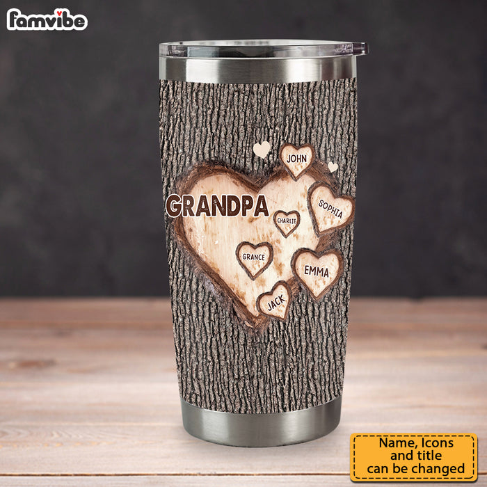Personalized For Grandpa Nana's Grandpa's Sweethearts Wood Pattern Full Printed Tumbler 33795 1