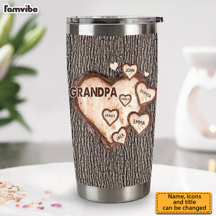 Personalized For Grandpa Nana's Grandpa's Sweethearts Wood Pattern Full Printed Tumbler 33795 1